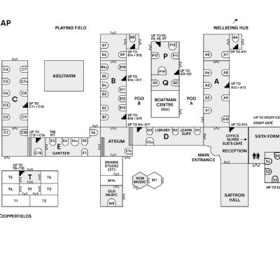 , Front of school, Map of the school